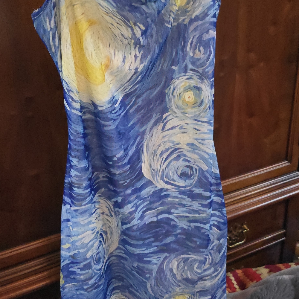 *3 for $10 bundle!* SHEIN Blue and Yellow Van Gogh Swirl Spaghetti Strap Dress